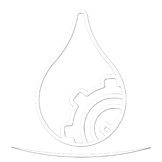 Logo of Onsite Oil with a droplet shape and gear inside, on a white background.